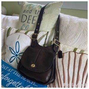 RARE Vintage Leather Coach Crescent #9235 made NYC Pre-Registration No. in Mocha